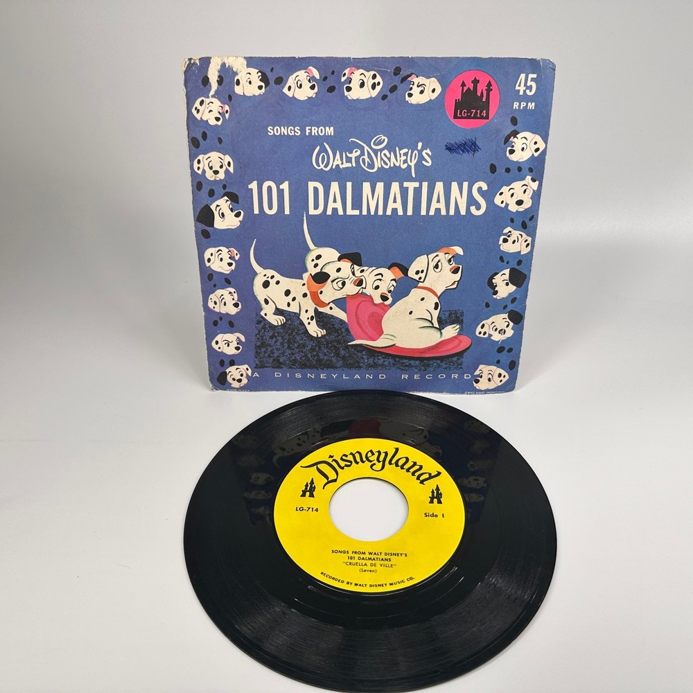 Walt Disney 101 Dalmatians CRUELLA DE VILLE & DALMATION PLANTATION 45 RPM Record
